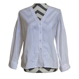 J.O.A. White Button Cotton Down Blouse Women’s Size Medium